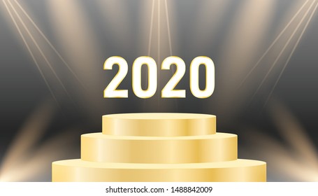 Happy New Year 2020 logo text design. Concept design. Vector modern illustration of gold text.  Festive premium concept template for holiday.