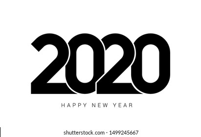 Текстовый дизайн логотипа с Новым годом 2020. Обложка делового дневника на 2020 год с пожеланиями. Шаблон оформления брошюры, открытки, баннера. Векторная иллюстрация. Изолирован на белом фоне.