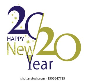 Happy New Year 2020 logo text design. Cover of business diary for 2020 with wishes. Brochure design template, card, banner. Vector illustration. Isolated on white background.