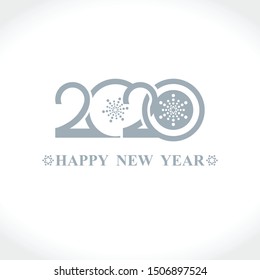 Happy New Year 2020 logo text design. Flat vector template 2020 with wishes. Postcard design template, calendar, brochure, cover, poster, banner. 