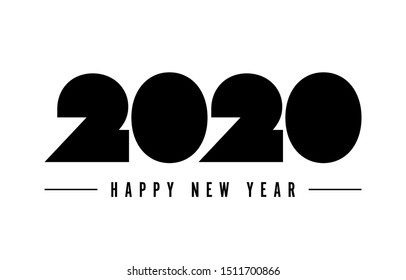 Happy New Year 2020 logo text design. Trendy design for banner, poster, card, print and calendar. Vector illustration. Isolated on white background