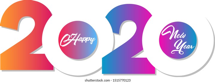 Happy New Year 2020 logo text design. Cover of business diary for 2020 with wishes. template, card, banner. Vector illustration. Isolated on white background. Happy 2020 new year insta colour banner.