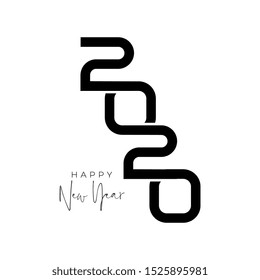 Happy New Year 2020 logo text design for your seasonal holidays flyers, greetings and invitations, christmas themed congratulations and cards. Vector illustration.