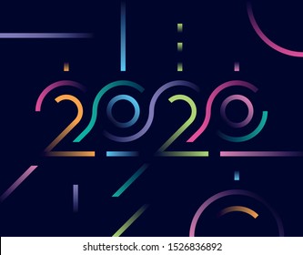 Happy New Year 2020 logo text design with a gradient