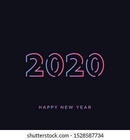 Happy New Year 2020 logo text design. Brochure design template, card, banner. Vector illustration