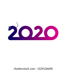 Happy New Year 2020 logo text design. Cover of business diary for 2020 with wishes. Brochure design template, card, banner. Vector illustration. Colorfull background.