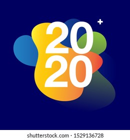 Happy New Year 2020 logo text design. Cover of business diary for 2020 with wishes. Brochure design template, card, banner. Vector illustration. Colorfull background.