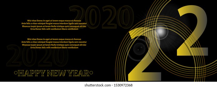 Happy New Year 2020 logo text design. Cover of business diary for 2020. Brochure design template, card, banner. Vector illustration.