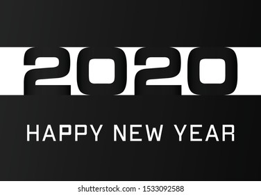 Happy New Year 2020 logo text design. Concept design. Vector modern illustration of the white text. blue luxury inscription