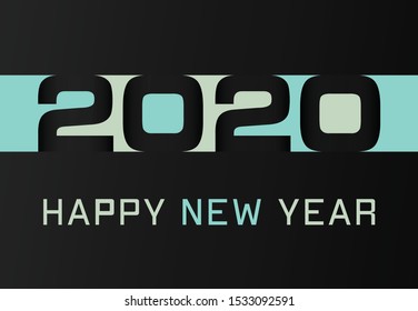 Happy New Year 2020 logo text design. Concept design. Vector modern illustration of the white text. blue luxury inscription