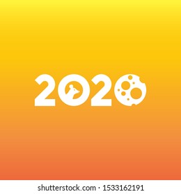 Happy New Year 2020 logo text design. Cover of business diary for 2020 with wishes. Brochure design template, card, banner. Vector illustration. Colorfull background.