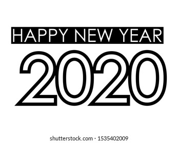 Happy New Year 2020 logo text design. Cover of business diary for 2020 with wishes. Brochure design template, card, banner. Vector illustration. Isolated on white background.