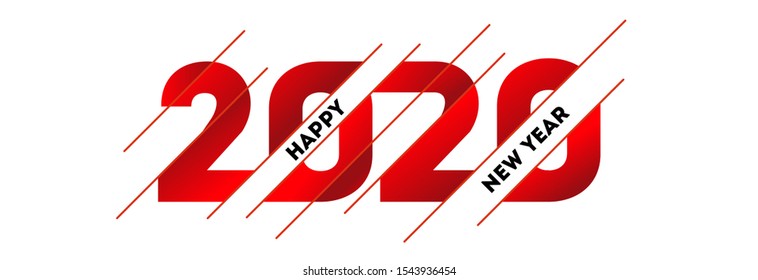 	
Happy New Year 2020 Logo Text Design. Vector Template Design Illustration for Cover of business diary for 2020 with wishes. Isolated on white background. Logo numbers red 2020 and place for text.