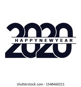 Happy New Year 2020 logo text design. Cover of business diary for 2020 with wishes. Brochure design template, card, banner. Vector illustration. Isolated on white background.