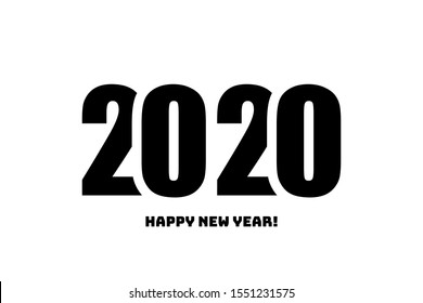 Happy New Year 2020 logo text design. Cover of business diary for 2020 with wishes. Brochure design template, card, banner. Vector illustration. Isolated on white background.