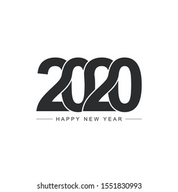 Happy new year 2020 logo text design in black