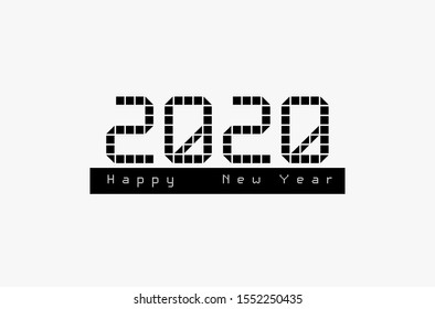 Happy New Year 2020 logo text design. Cover of business diary for 2020 with wishes. Brochure design template, card, banner. Vector illustration. Isolated on white background.