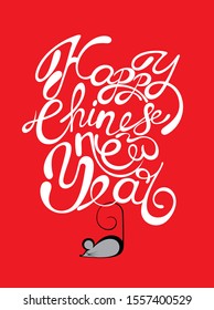 Happy New Year 2020 logo text.  Chinese New Year -year of rat