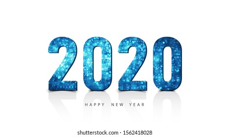 Happy New Year 2020 logo text design. Vector luxury text 2020 on white color background.