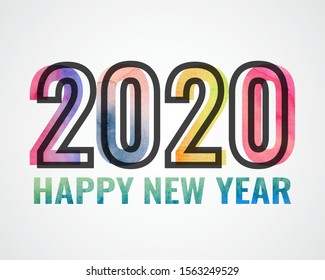 Happy New Year 2020 logo text design. Cover of business Planner for 2020 with wishes. Brochure design template, card, banner. Vector illustration. Isolated on white background. 