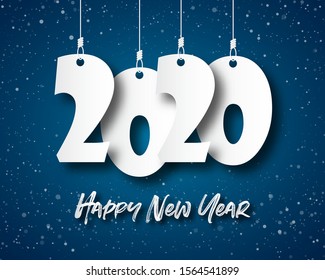 Happy New Year 2020 logo text design. Cover of business Planner for 2020 with wishes. Brochure design template, card, banner. Vector illustration. Isolated on white background. 
