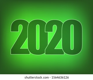 Happy New Year 2020 logo text design. Cover of business diary for 2020. Brochure design template, card, banner. Vector illustration. Isolated on green background.