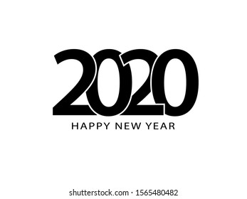 Happy New Year 2020 logo text design. Cover of business diary for 2020 with wishes. Brochure design template, card, banner. Vector illustration. Isolated on white background.