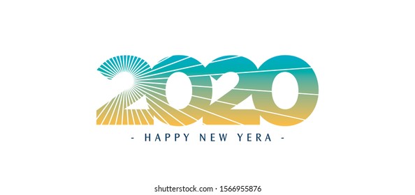 Happy New Year 2020 logo text design. Cover of business diary for 2020 with wishes. Brochure design template, card, banner. Vector illustration. Isolated on white background.