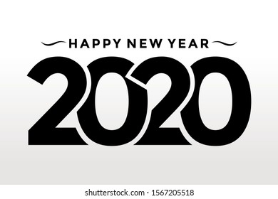 Happy New Year 2020 logo text design. Cover of business diary for 2020 with wishes. Brochure design template, card, banner. Vector illustration. Isolated on white background