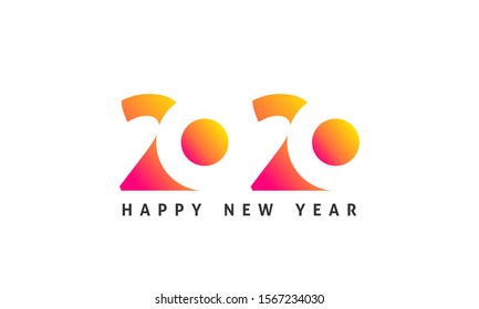 Happy new year 2020 logo design. Creative 2020 number symbol with gradient color. Icon for calendar, cover, invitation, card and business banner brochure background template. Vector illustration.