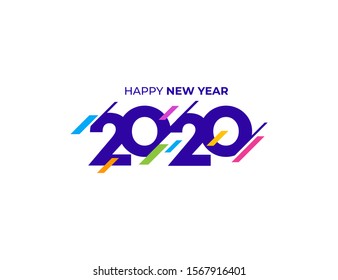 Happy New Year 2020 logo vector design template illustration