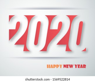 Happy New Year 2020 logo text design. Cover of business Planner for 2020 with wishes. Brochure design template, card, banner. Vector illustration. Isolated on white background.