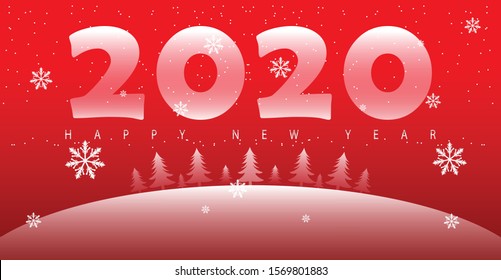 Happy New Year 2020 logo text design. Cover of business diary for 2020 with wishes. Brochure design template, card, banner. Vector illustration. Isolated on white background