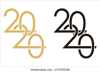 Happy New Year 2020 logo text design. Vector illustration. Isolated on white background.