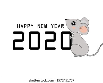 Happy New Year 2020 logo text design. Cover of business diary for 2020 with wishes. Brochure design template,Vector illustration. Isolated on white background.
