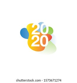 Happy New Year 2020 logo text design. Cover of business diary for 2020 with wishes. Brochure design template, card, banner. Vector illustration.
