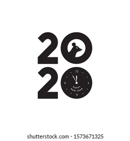 Happy New Year 2020 logo text design. Cover of business diary for 2020 with wishes. Brochure design template, card, banner. Vector illustration.
