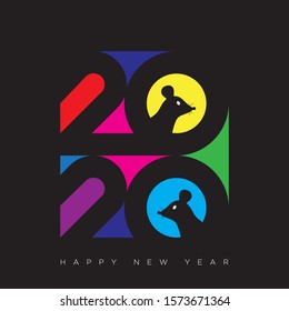 Happy New Year 2020 logo text design. Cover of business diary for 2020 with wishes. Brochure design template, card, banner. Vector illustration.
