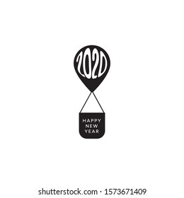 Happy New Year 2020 logo text design. Cover of business diary for 2020 with wishes. Brochure design template, card, banner. Vector illustration.
