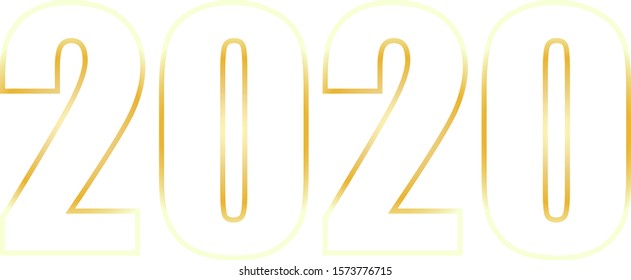 Happy New Year 2020 logo text design. Cover of business diary for 2020. Brochure design template, card, banner. Gold Vector illustration. Isolated on white background.
