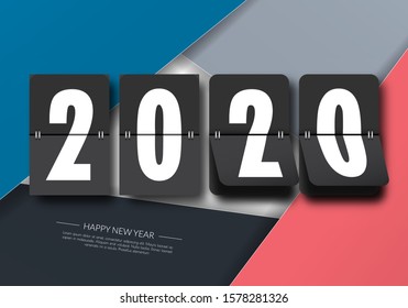 Happy New Year 2020 logo text design. Cover of business Planner for 2020 with wishes. Brochure design template, card, banner. Vector illustration. Isolated on white background.