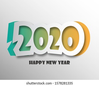 Happy New Year 2020 logo text design. Cover of business Planner for 2020 with wishes. Brochure design template, card, banner. Vector illustration. Isolated on white background.