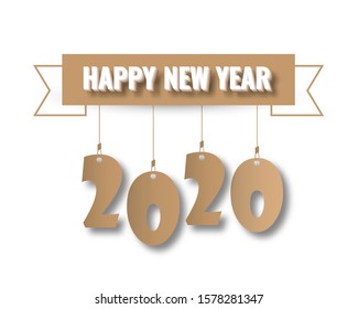Happy New Year 2020 logo text design. Cover of business Planner for 2020 with wishes. Brochure design template, card, banner. Vector illustration. Isolated on white background.
