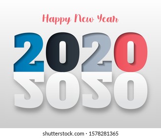Happy New Year 2020 logo text design. Cover of business Planner for 2020 with wishes. Brochure design template, card, banner. Vector illustration. Isolated on white background.