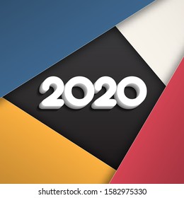 Happy New Year 2020 logo text design. Cover of business Planner for 2020 with wishes. Brochure design template, card, banner. Vector illustration. Isolated on white background.