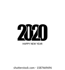 Happy New Year 2020 logo text design.Brochure design template, card, banner. Vector illustration. Isolated on white background, Happy new year 2020 logo text design in black