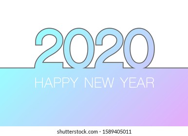 Happy New Year 2020 logo text design. Cover of business diary for 2020 with wishes. Brochure design template, card, banner. Vector illustration. Isolated on white background