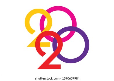 Happy New Year 2020 logo text design. Cover of business diary for 2020. Brochure design template, card, banner. Vector illustration  