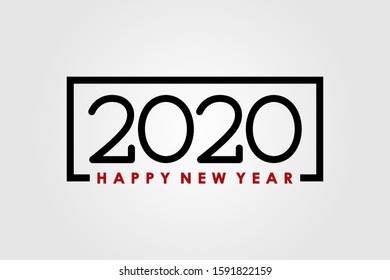 Happy New Year 2020 logo text design. Cover of business diary for 2020 with wishes. Brochure design template, greeting card, banners. Vector illustration. Isolated on white background.