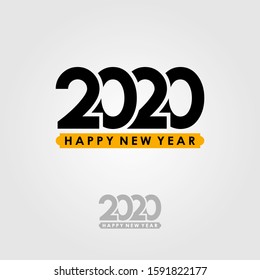 Happy New Year 2020 logo text design. Cover of business diary for 2020 with wishes. Brochure design template, greeting card, banners. Vector illustration. Isolated on white background.
